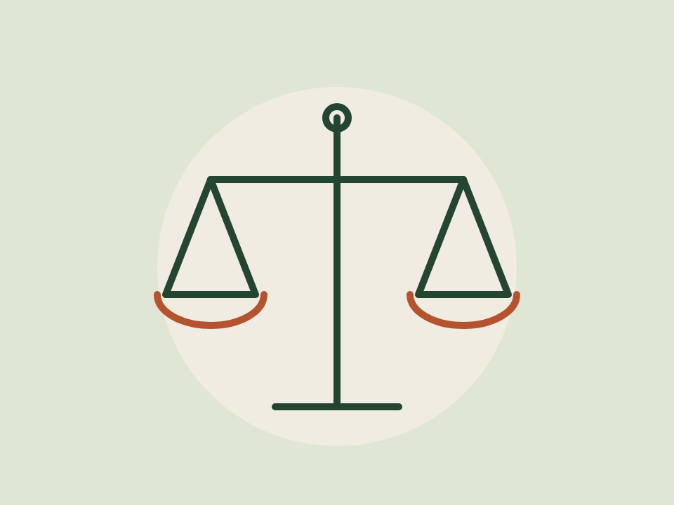 Line drawing of balance scales