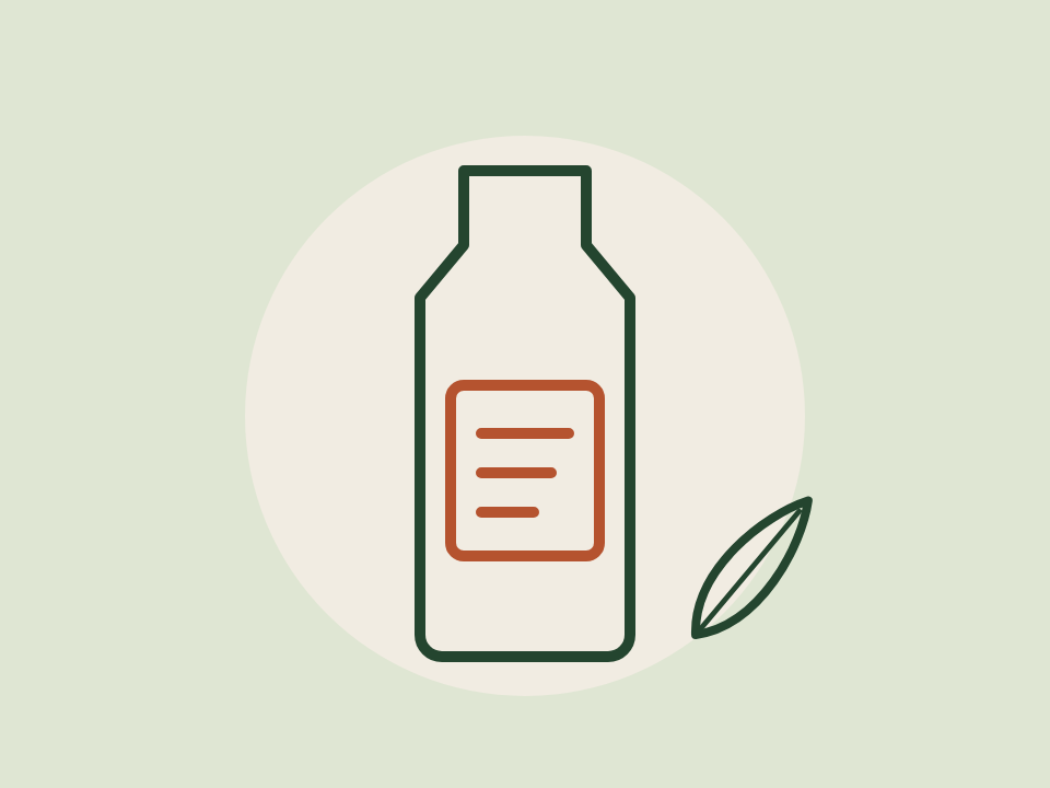 Line drawing of a bottle with a label